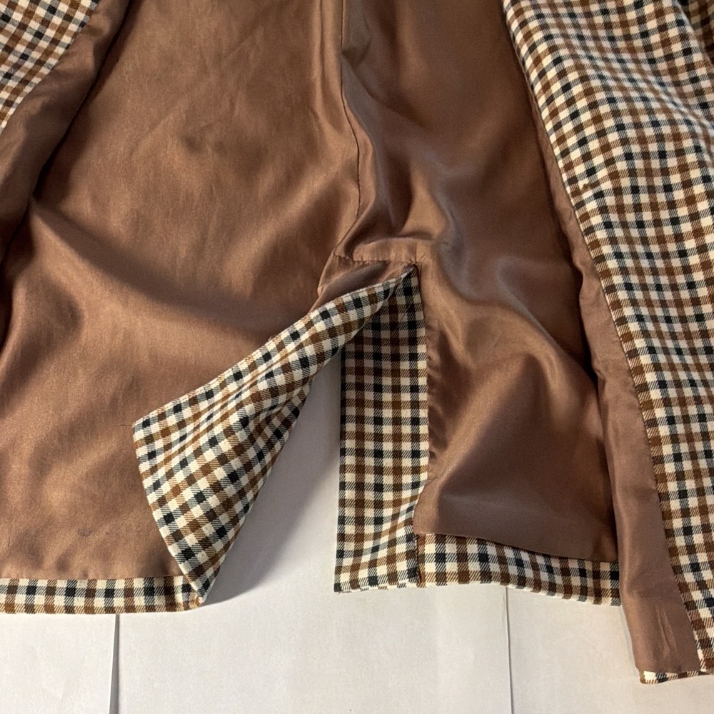 Moon River Women's Check Double-Breasted Lined Blazer Brown Beige M - Picture 5 of 13